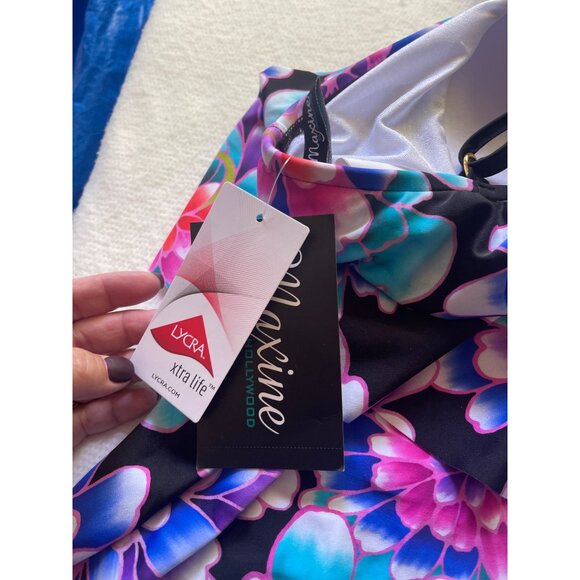 Maxine of Hollywood Floral Swim Top - Black, Blue, Pink - Picture 7 of 7